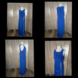 Womens holiday prom wedding evening blue sparkling gown